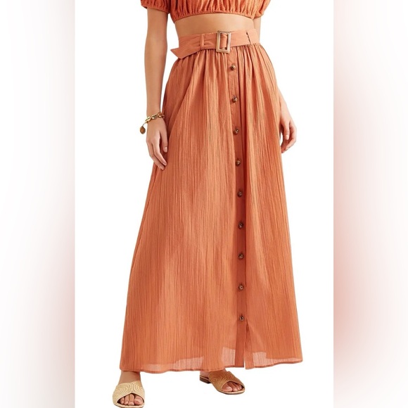 Lisa Marie Fernandezbelted cotton-gauze maxi skirt Size 2 NWT